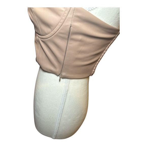 ZARA Faux Leather Crop Top Taupe Brown Sz Medium Club Summer - Picture 6 of 10